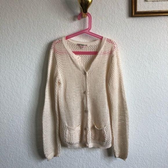 Bonpoint Knit Crochet Cardigan w Pockets Button Up - Picture 1 of 6